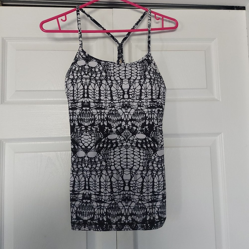 Vintage Lululemon Power Y Tank - White Black Glacier Lace